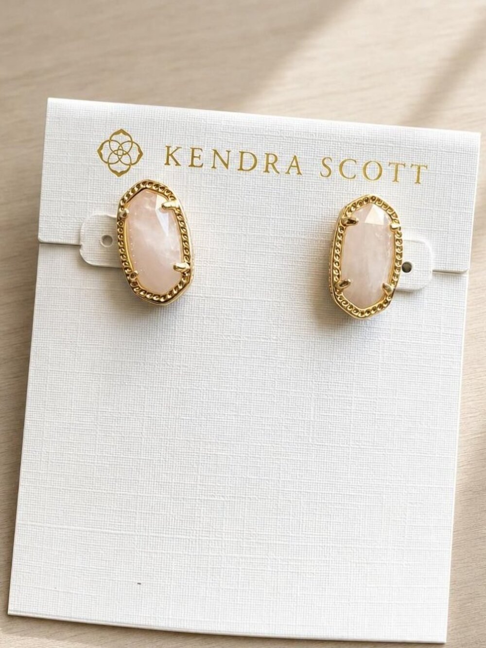 Kendra Scott Ellie Gold Rose Quartz Stud Earrings